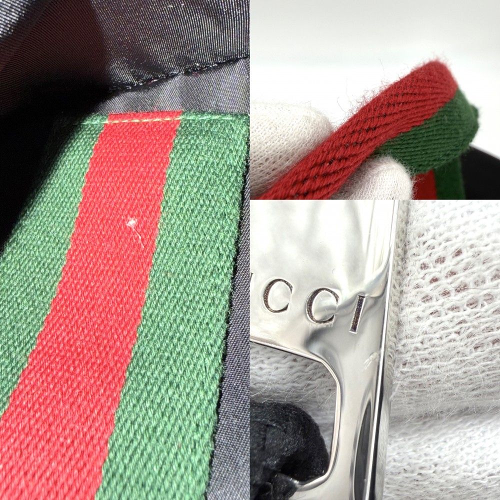 Gucci Tote Sherry Line Handbag Nylon Black Silver — view 7