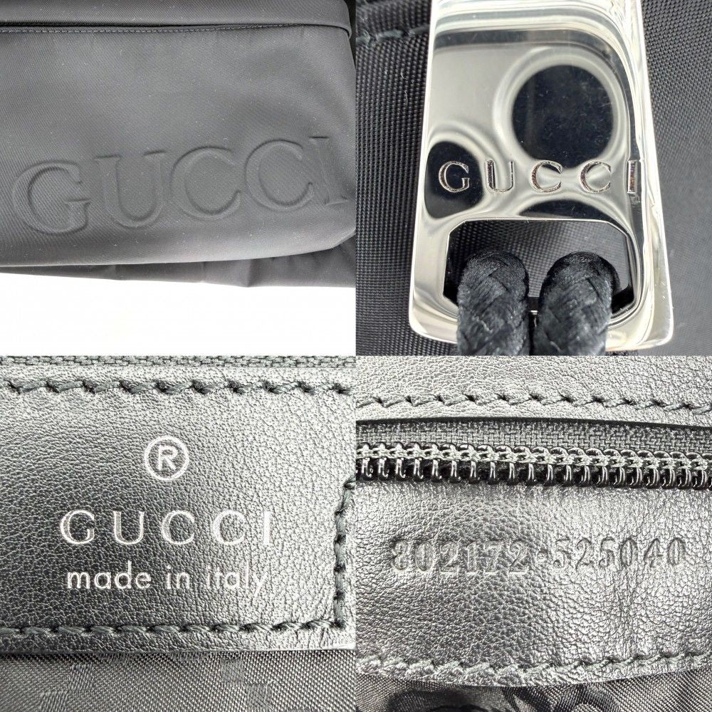 Gucci Tote Sherry Line Handbag Nylon Black Silver — view 5
