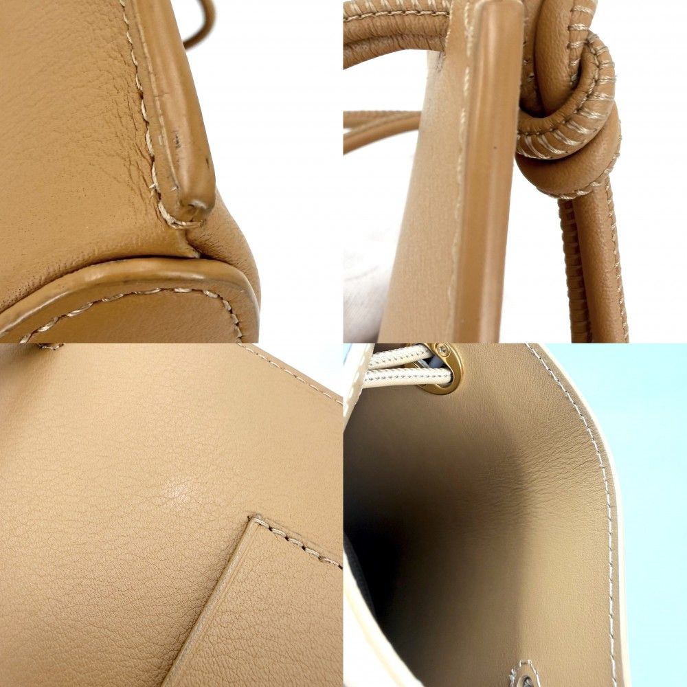 Loewe Shoulder Bag Anagram Pebble Dice Pocket Crossbody Leather Beige Gold — view 6