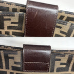 Fendi Shoulder Bag Zucca Canvas Leather Brown Silver — view 6