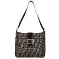 Fendi Shoulder Bag Zucca Canvas Leather Brown Silver