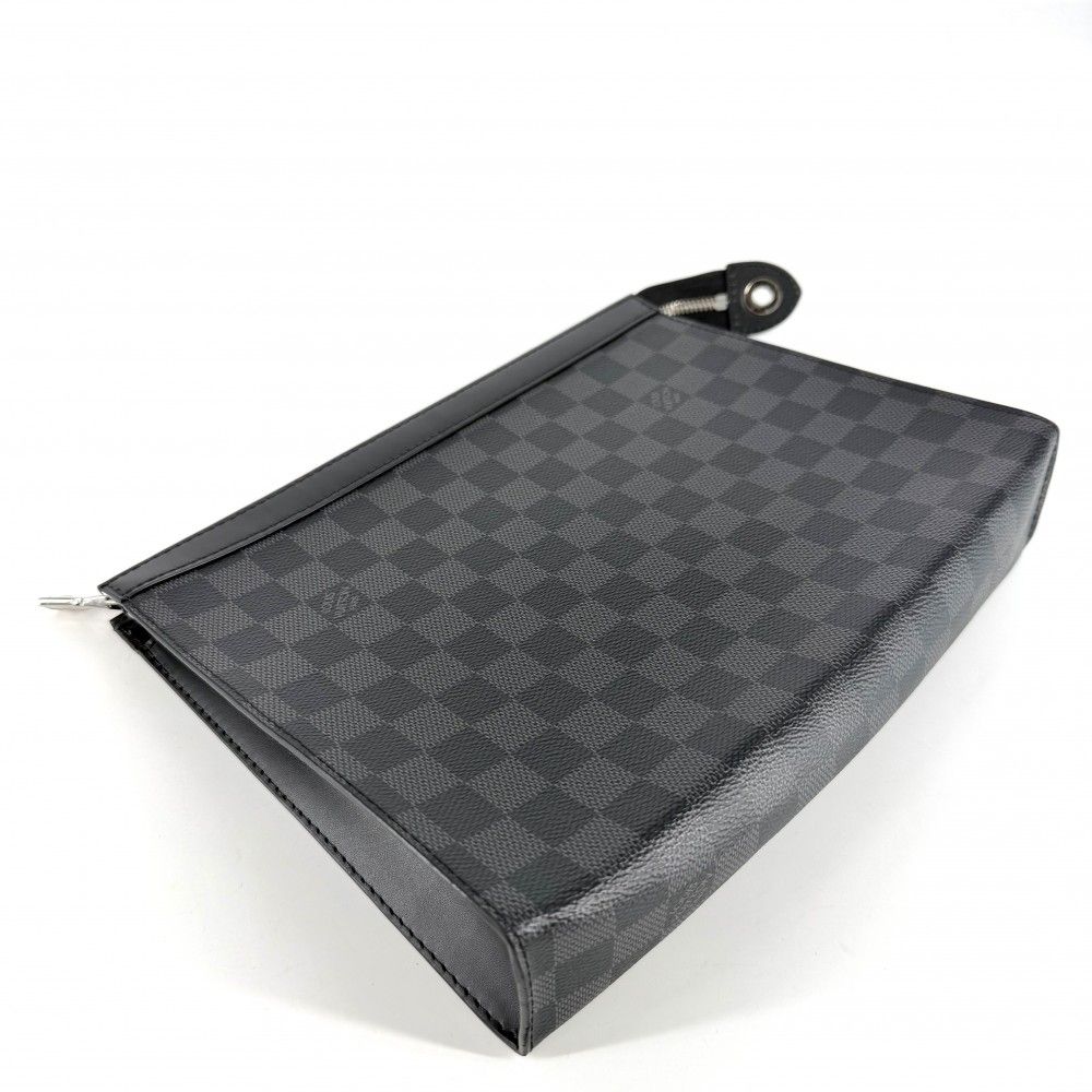 Louis Vuitton Clutch Damier Graphite Pochette Voyage MM Second Black Silver — view 3