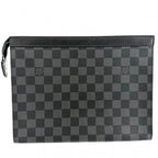 Louis Vuitton Clutch Damier Graphite Pochette Voyage MM Second Black Silver — view 2