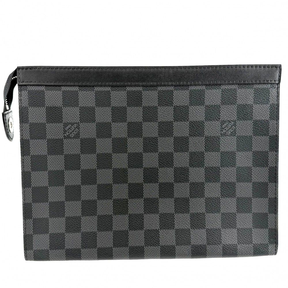 Louis Vuitton Clutch Damier Graphite Pochette Voyage MM Second Black Silver — view 2