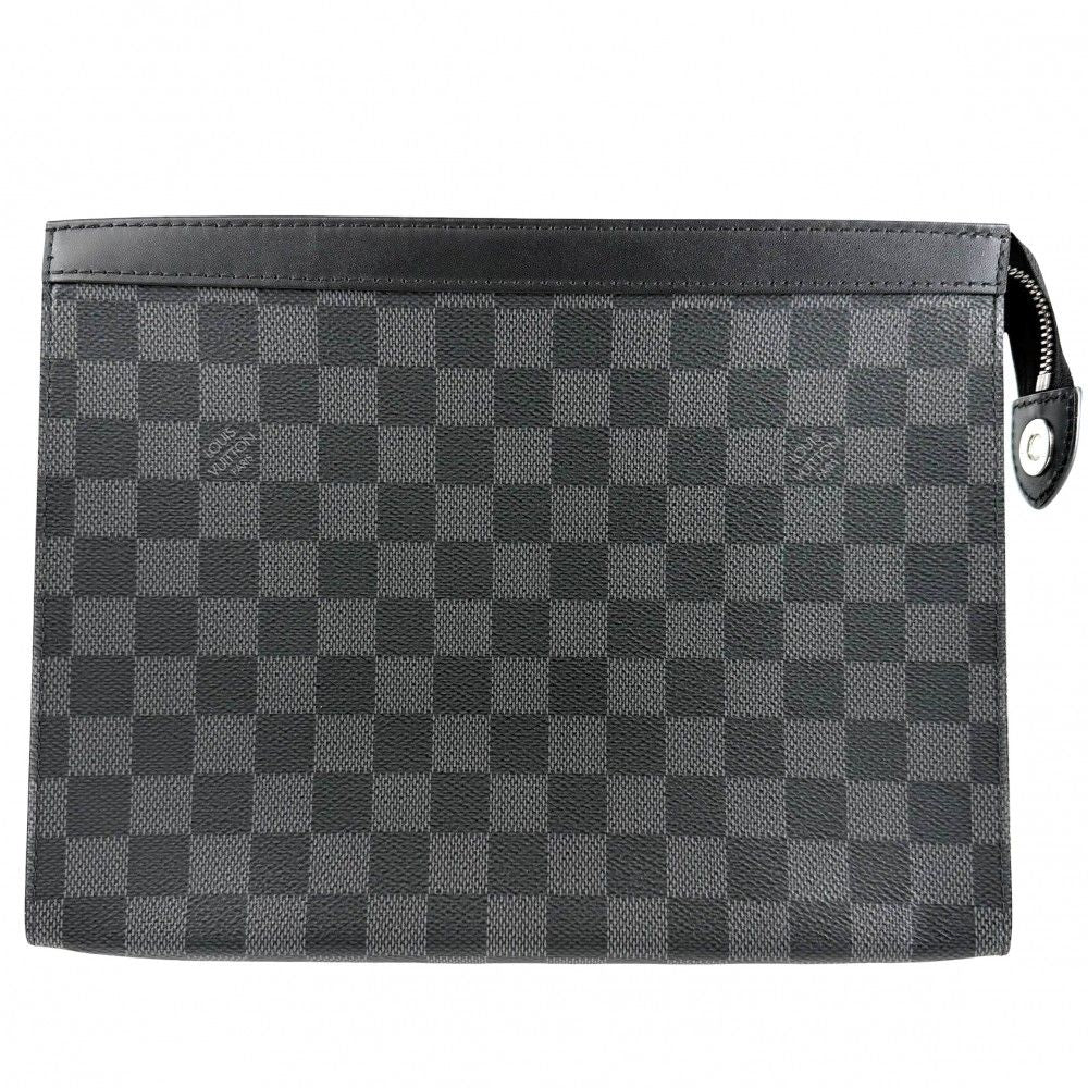 Louis Vuitton Clutch Damier Graphite Pochette Voyage MM Second Black Silver