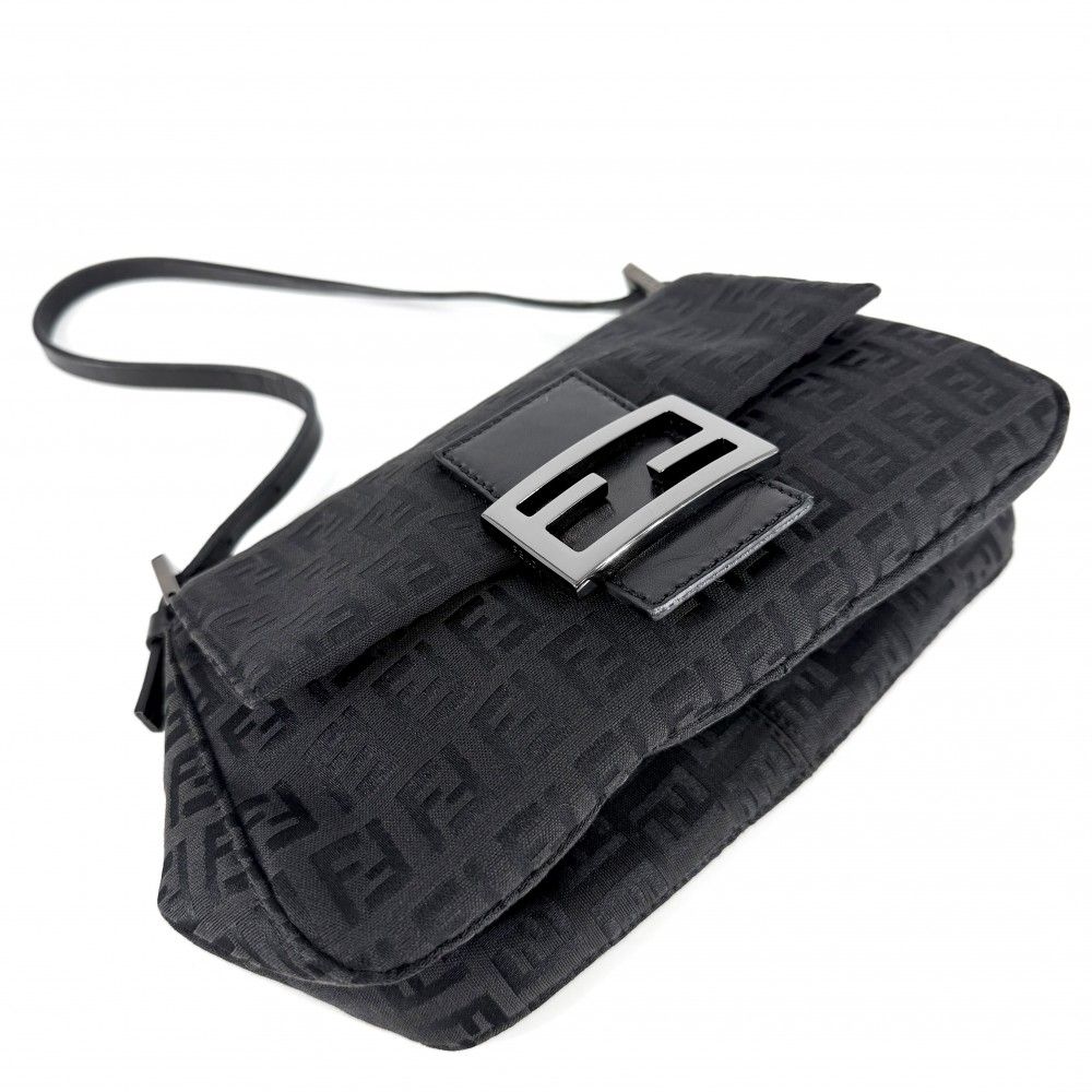 Fendi Handbag Zucchino Mini Mamma Bucket One Canvas Leather Black Gunmetal — view 3