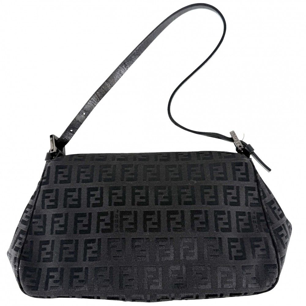 Fendi Handbag Zucchino Mini Mamma Bucket One Canvas Leather Black Gunmetal — view 2