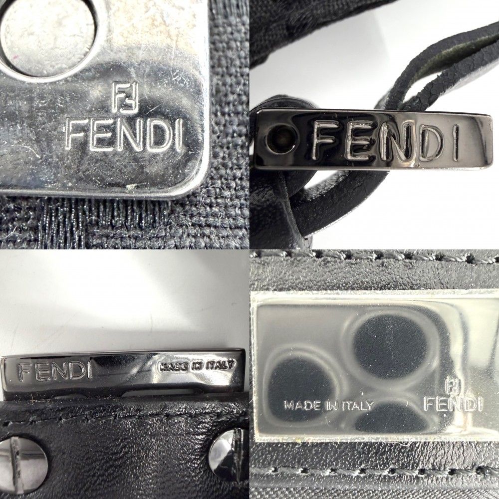 Fendi Handbag Zucchino Mini Mamma Bucket One Canvas Leather Black Gunmetal — view 5