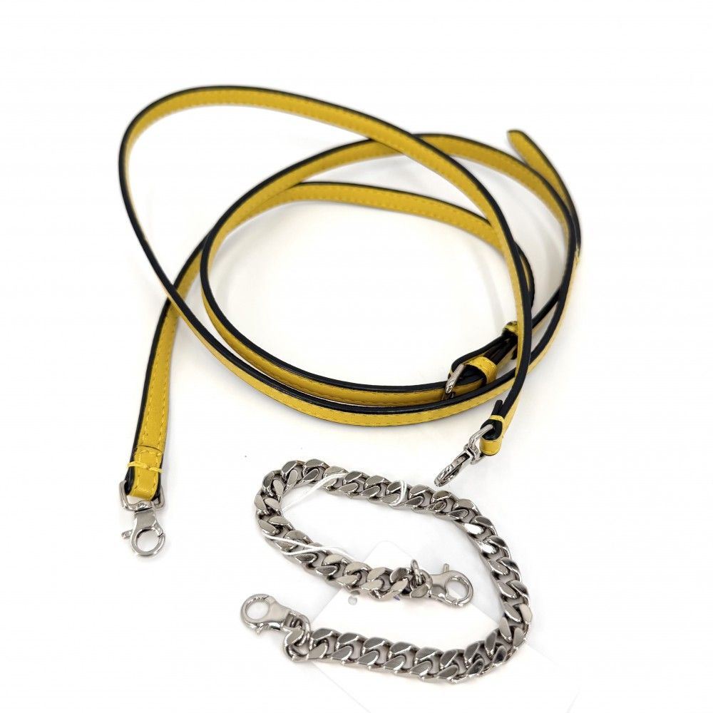 Fendi 2-Way Micro Mini Shoulder Bag Crossbody Mamma Bucket Leather Yellow Silver — view 8