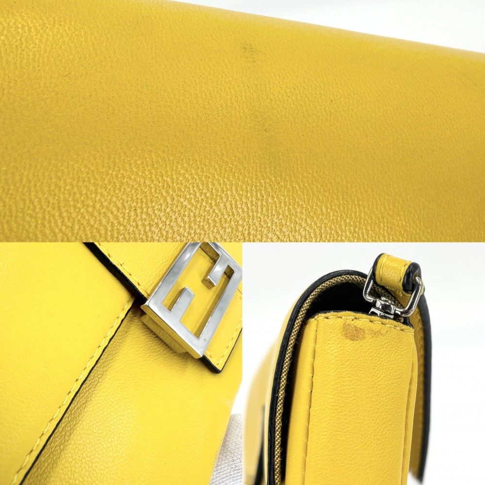 Fendi 2-Way Micro Mini Shoulder Bag Crossbody Mamma Bucket Leather Yellow Silver — view 5