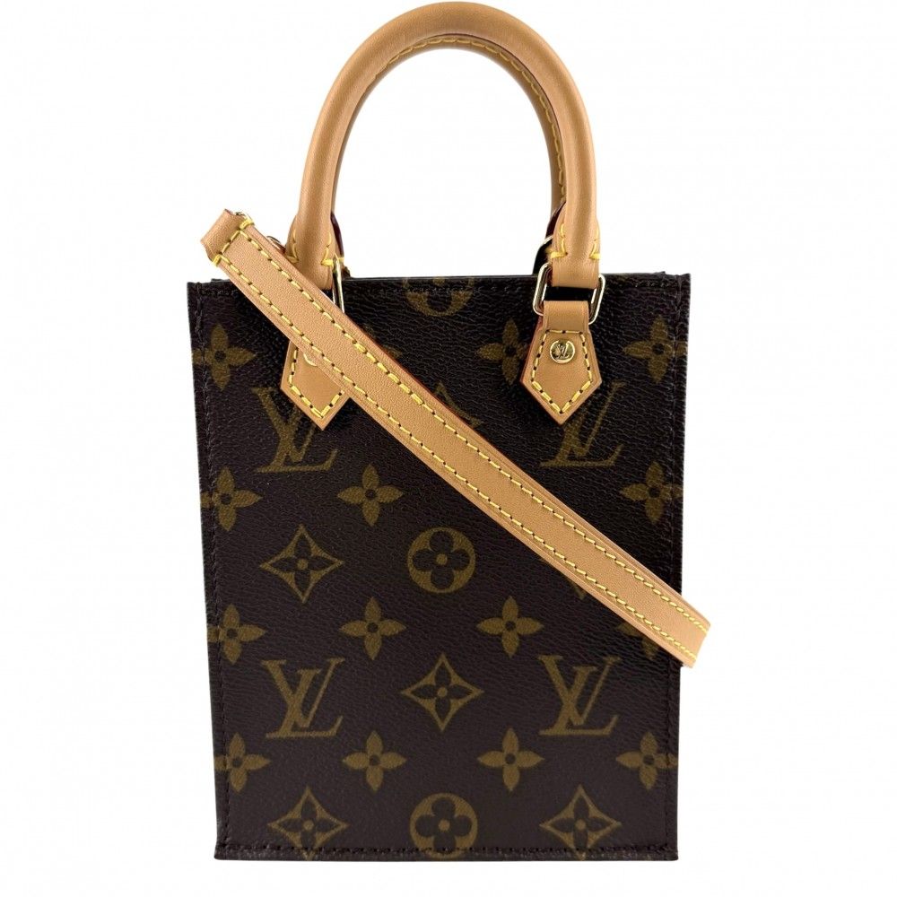 Louis Vuitton 2-Way Petite Sac Plat Shoulder Bag Crossbody Brown Monogram