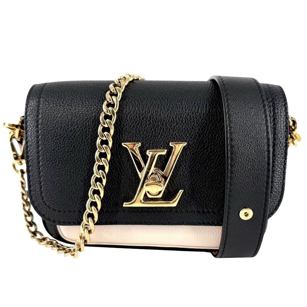 Louis Vuitton 2-Way Lockme TenHandbag Shoulder Bag LV Turnlock Leather Black