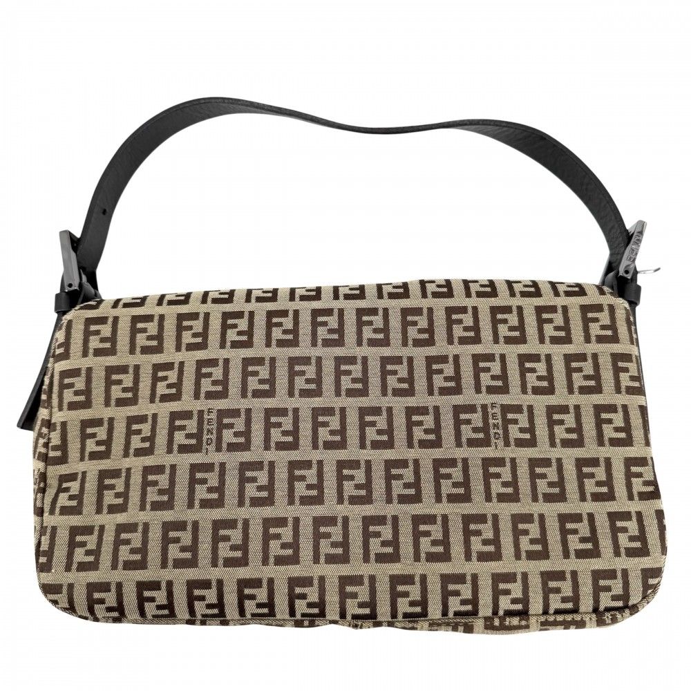 Fendi Handbag Zucchino Mini Mamma Bucket Canvas Leather Brown Beige Gunmetal — view 2