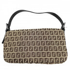 Fendi Handbag Zucchino Mini Mamma Bucket Canvas Leather Brown Beige Gunmetal — view 2