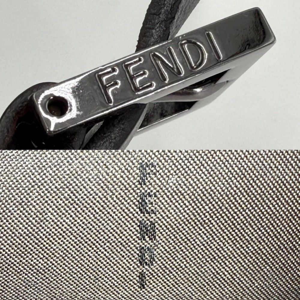 Fendi Handbag Zucchino Mini Mamma Bucket Canvas Leather Brown Beige Gunmetal — view 6