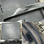 Fendi Handbag Zucchino Mini Mamma Bucket Canvas Leather Brown Beige Gunmetal — view 7