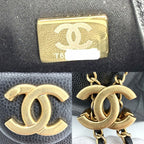 Chanel Backpack Quilted Chain Shoulder CC Logo 25 Caviar Leather Black Gold — view 6