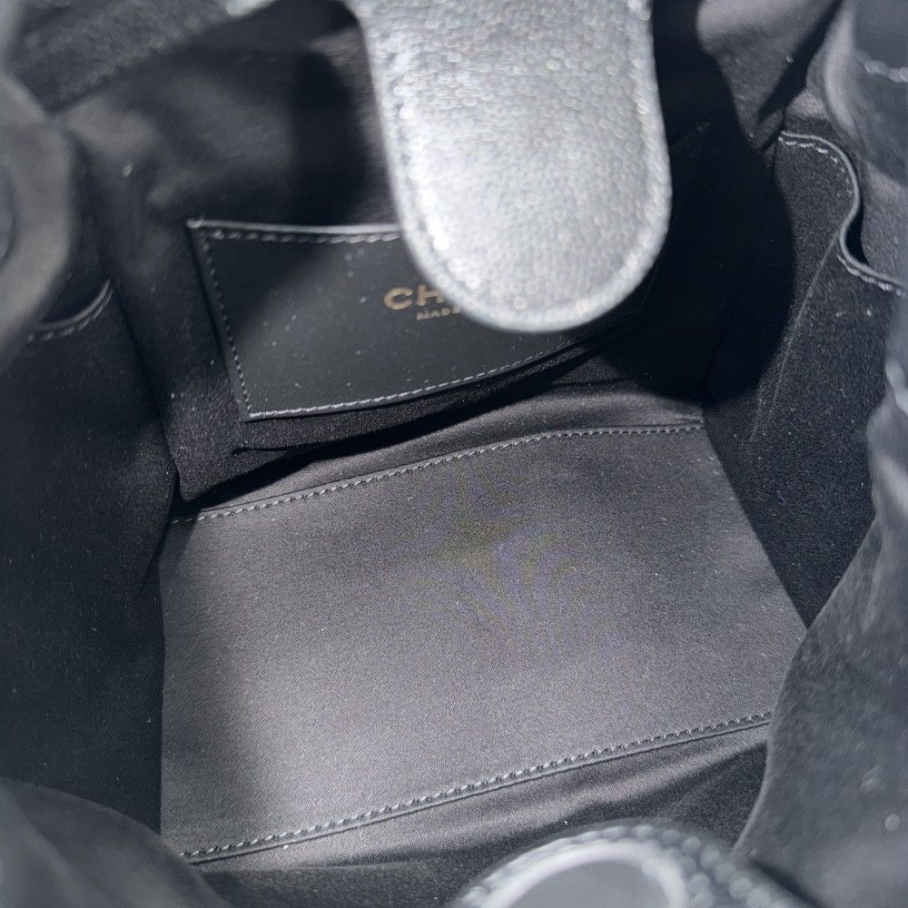 Chanel Backpack Quilted Chain Shoulder CC Logo 25 Caviar Leather Black Gold — view 4