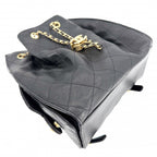 Chanel Backpack Quilted Chain Shoulder CC Logo 25 Caviar Leather Black Gold — view 3