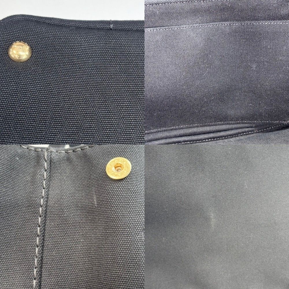 Prada 2-Way Tote Shoulder Bag Canapa Triangle Logo Canvas Black Gold — view 7