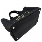 Prada 2-Way Tote Shoulder Bag Canapa Triangle Logo Canvas Black Gold — view 3
