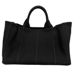 Prada 2-Way Tote Shoulder Bag Canapa Triangle Logo Canvas Black Gold — view 2
