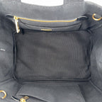 Prada 2-Way Tote Shoulder Bag Canapa Triangle Logo Canvas Black Gold — view 4