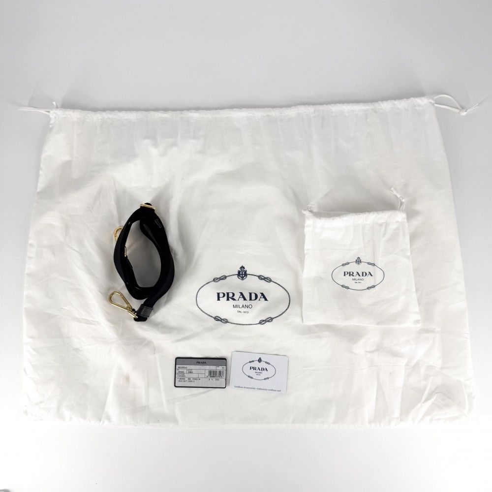 Prada 2-Way Tote Shoulder Bag Canapa Triangle Logo Canvas Black Gold — view 8