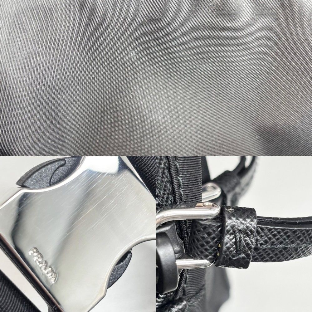 Prada Belt Bag Triangle Logo Bag Nylon Black Silver — view 6