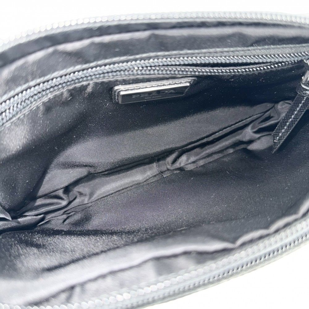 Prada Belt Bag Triangle Logo Bag Nylon Black Silver — view 4