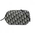 Dior Shoulder Bag Oblique Bow Pouch Pochette Crossbody Canvas Leather Navy