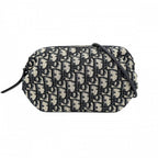 Dior Shoulder Bag Oblique Bow Pouch Pochette Crossbody Canvas Leather Navy