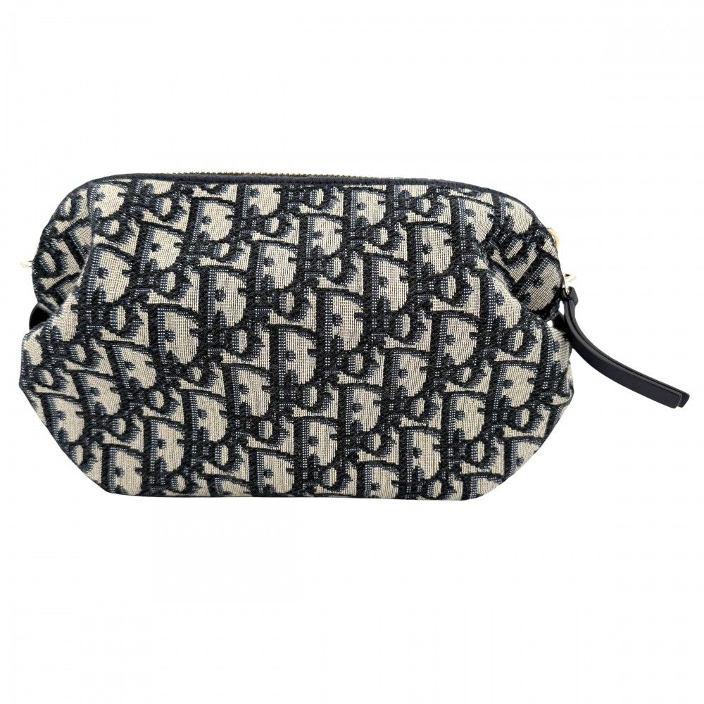 Dior Shoulder Bag Oblique Bow Pouch Pochette Crossbody Canvas Leather Navy — view 2