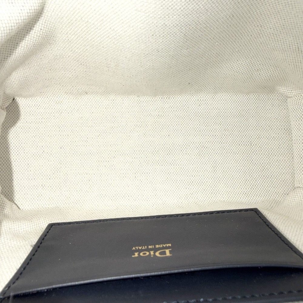 Dior Shoulder Bag Oblique Bow Pouch Pochette Crossbody Canvas Leather Navy — view 4