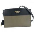 Prada Shoulder Bag Esplanade Bicolor Leather Khaki Black Gold