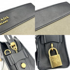 Prada Shoulder Bag Esplanade Bicolor Leather Khaki Black Gold — view 6