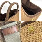 Prada 2-Way Shoulder Bag Triangle Logo Basket Canvas Straw Brown — view 6