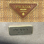 Prada 2-Way Shoulder Bag Triangle Logo Basket Canvas Straw Brown — view 5
