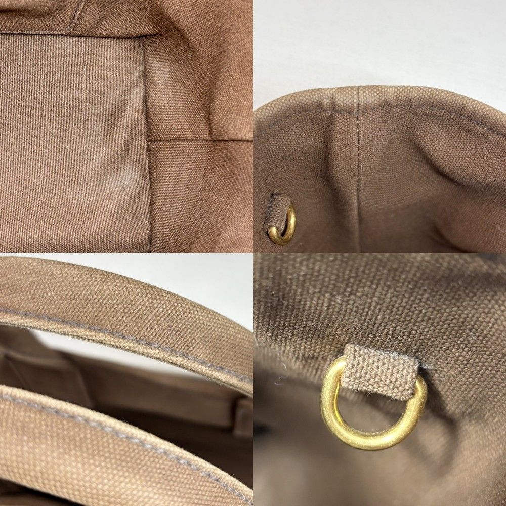 Prada 2-Way Shoulder Bag Triangle Logo Basket Canvas Straw Brown — view 7