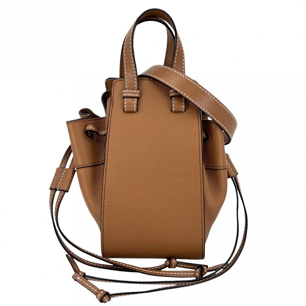 Loewe 2-Way Hammock Mini Shoulder Bag Crossbody Calf Brown Gold