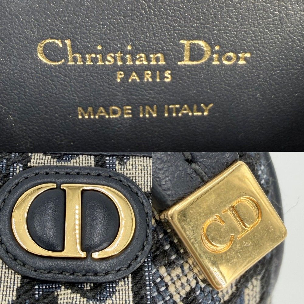 Dior Shoulder Bag Oblique 30 Montaigne Call'in Canvas Leather Navy Beige Gold — view 5