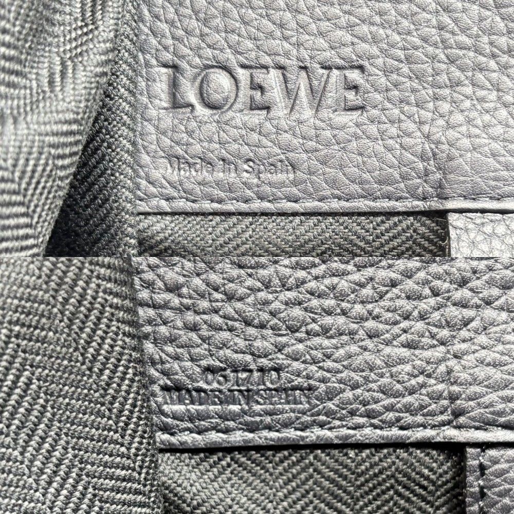 Loewe 2-Way Hammock Shoulder Bag Crossbody Tote Leather Calf Dark Navy Black — view 5