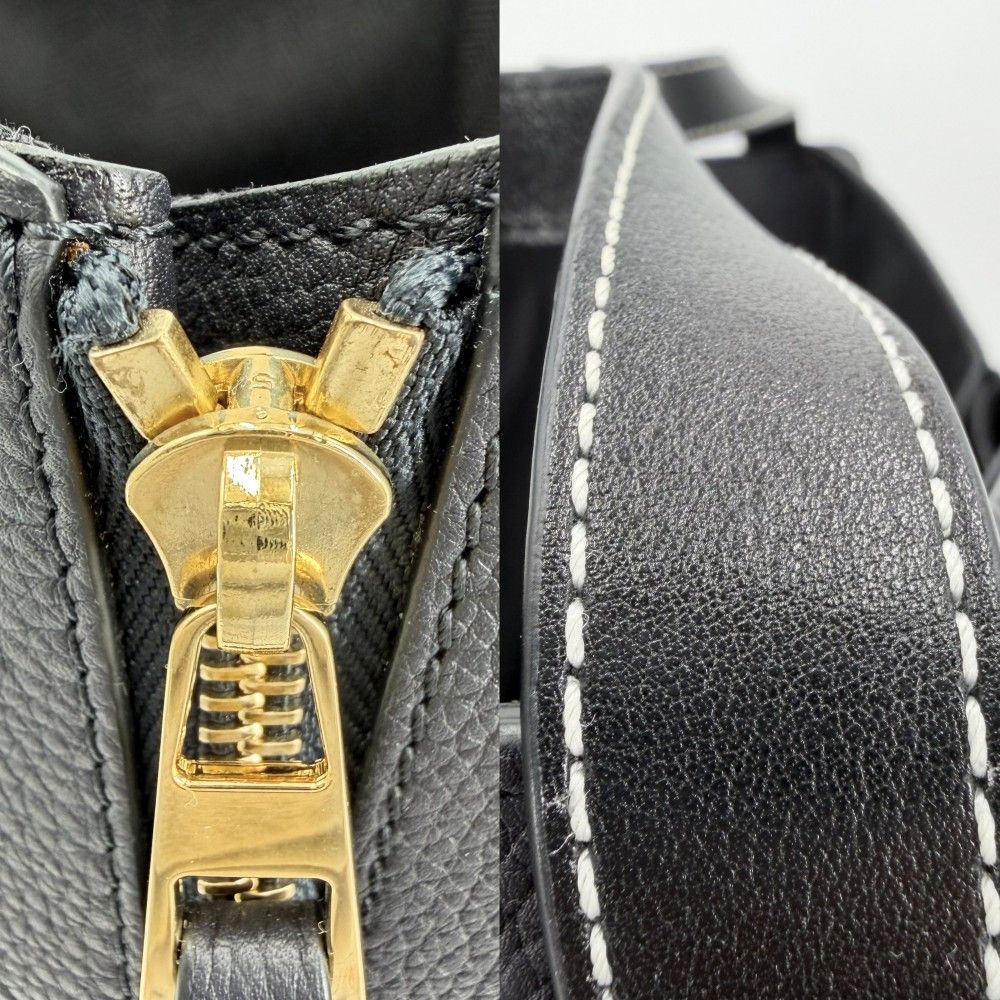 Loewe 2-Way Hammock Shoulder Bag Crossbody Tote Leather Calf Dark Navy Black — view 7