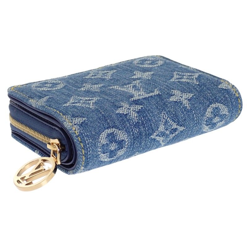 Louis Vuitton Portefeuille Lou Bifold Wallet Monogram Denim Blue Gold Included — view 5