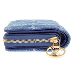 Louis Vuitton Portefeuille Lou Bifold Wallet Monogram Denim Blue Gold Included — view 6
