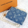 Louis Vuitton Portefeuille Lou Bifold Wallet Monogram Denim Blue Gold Included