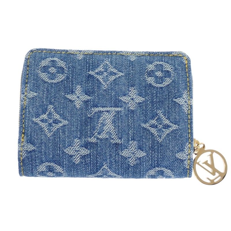Louis Vuitton Portefeuille Lou Bifold Wallet Monogram Denim Blue Gold Included — view 3
