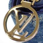 Louis Vuitton Portefeuille Lou Bifold Wallet Monogram Denim Blue Gold Included — view 8