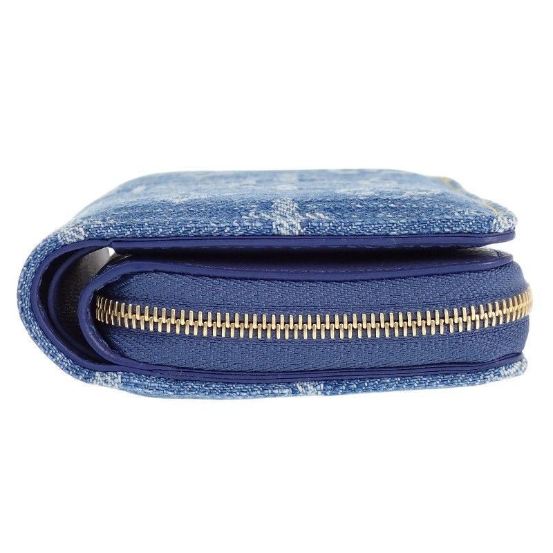 Louis Vuitton Portefeuille Lou Bifold Wallet Monogram Denim Blue Gold Included — view 7