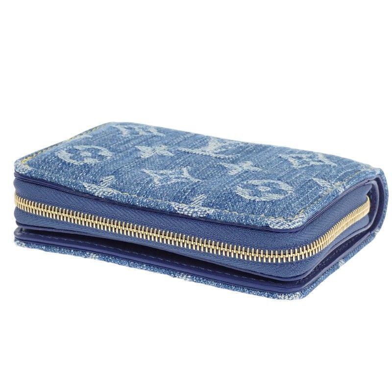 Louis Vuitton Portefeuille Lou Bifold Wallet Monogram Denim Blue Gold Included — view 4